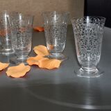 Four Baccarat flutes engraved crystal model Michelangelo