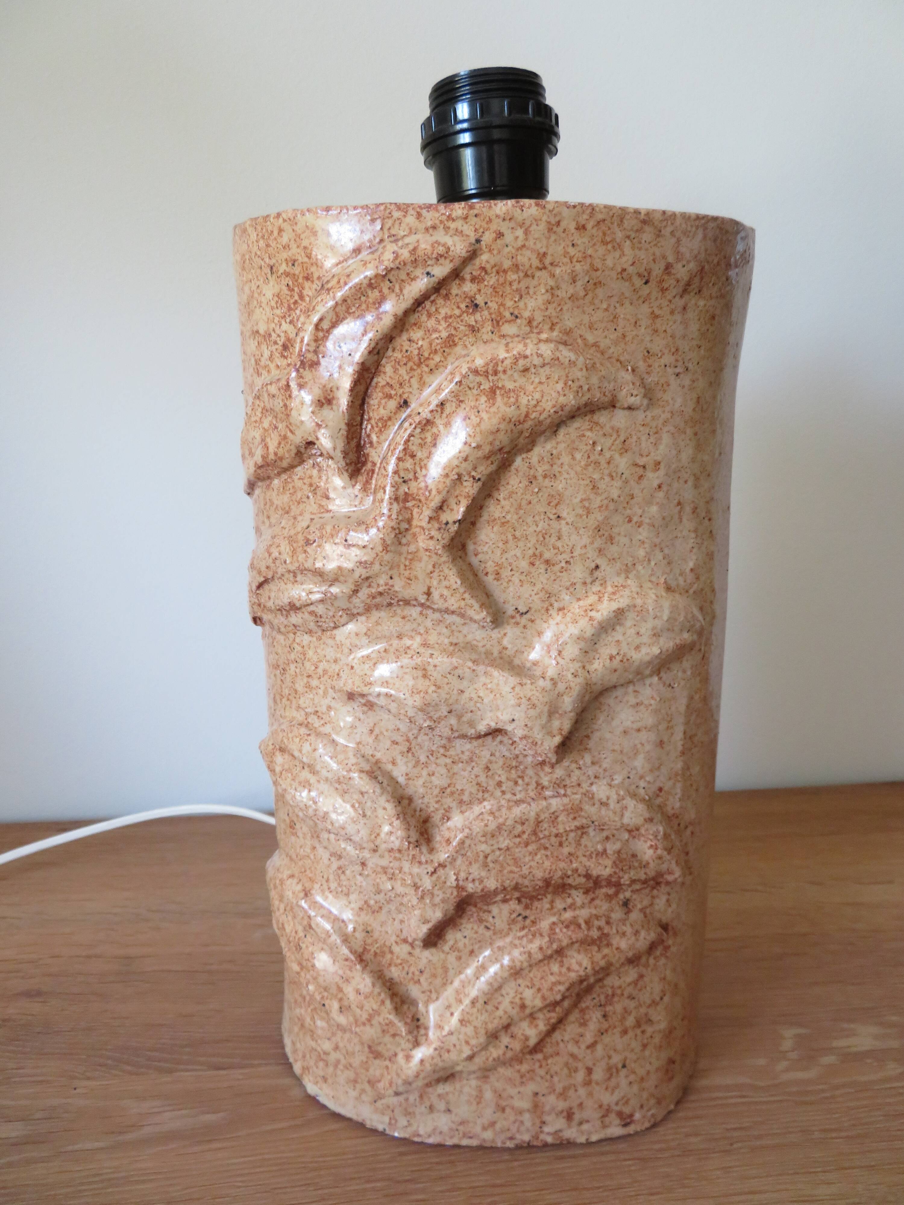 Large vintage glazed terracotta lamp base