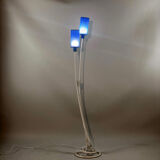 Lampadaire blanc abat-jour bleu années 1960