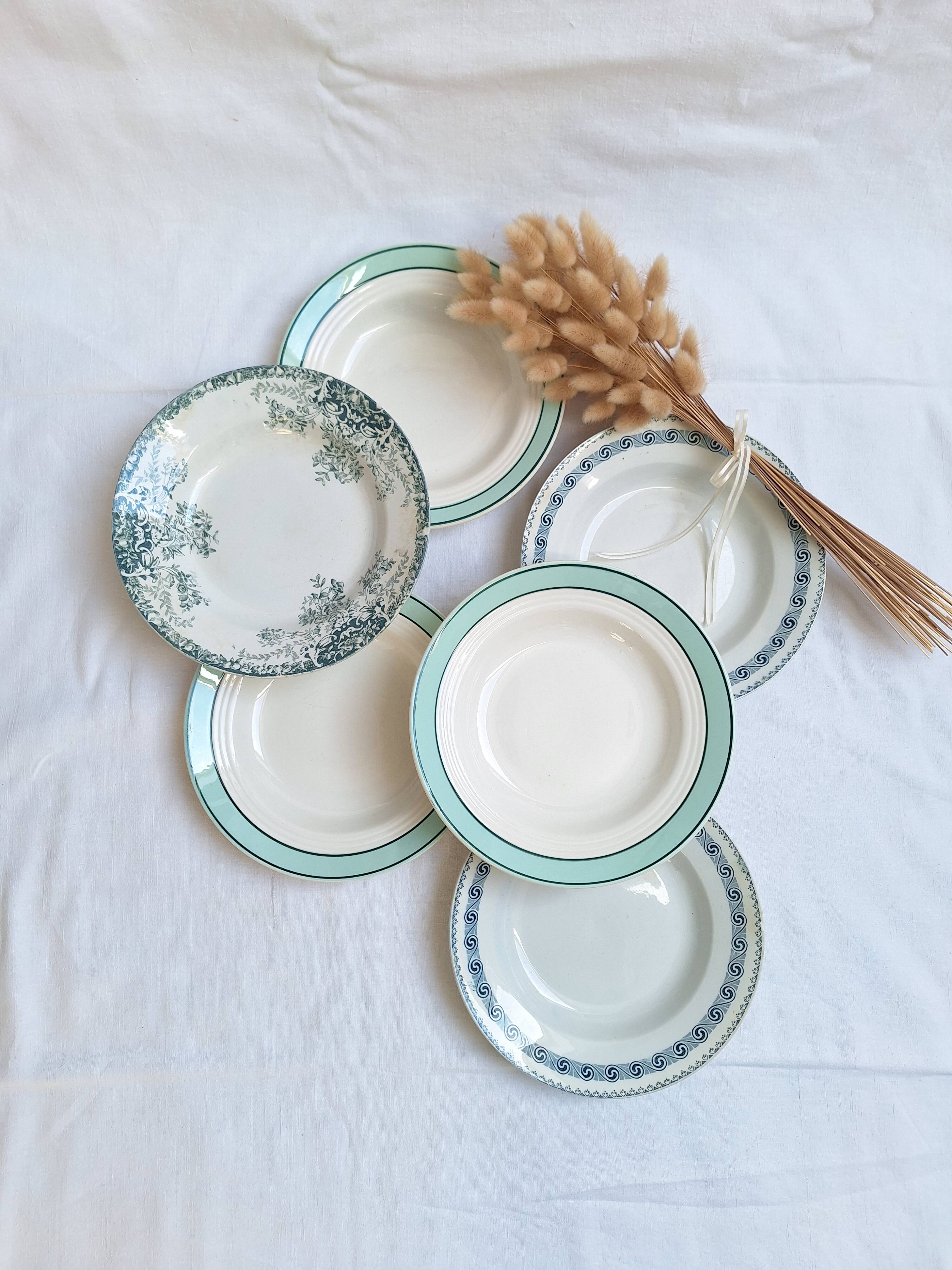 Assiettes creuses vertes St Amand, Céranord