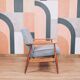 Vintage armchair light gray wool design by H.Lis