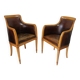 Pair of Art Deco visitor armchairs in Sycamore