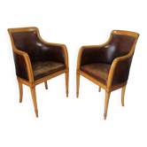 Paire de fauteuil visiteur Art déco en Sycomore