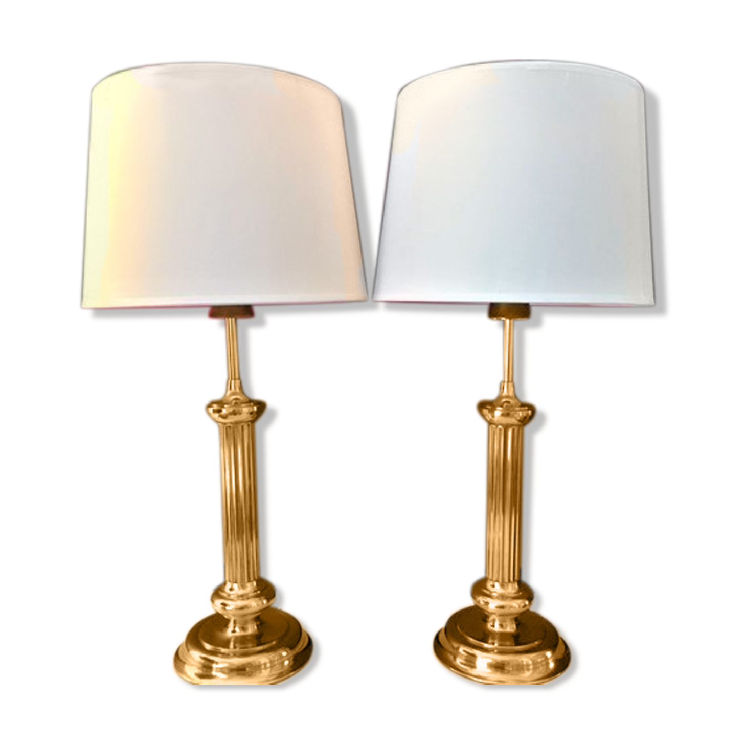 Pair of Art Deco brass lamps, Germany 1960