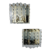 Pair of Zero Quattro sconces by Fontana Arte, Murano cut glass, Italy, circa 1970s