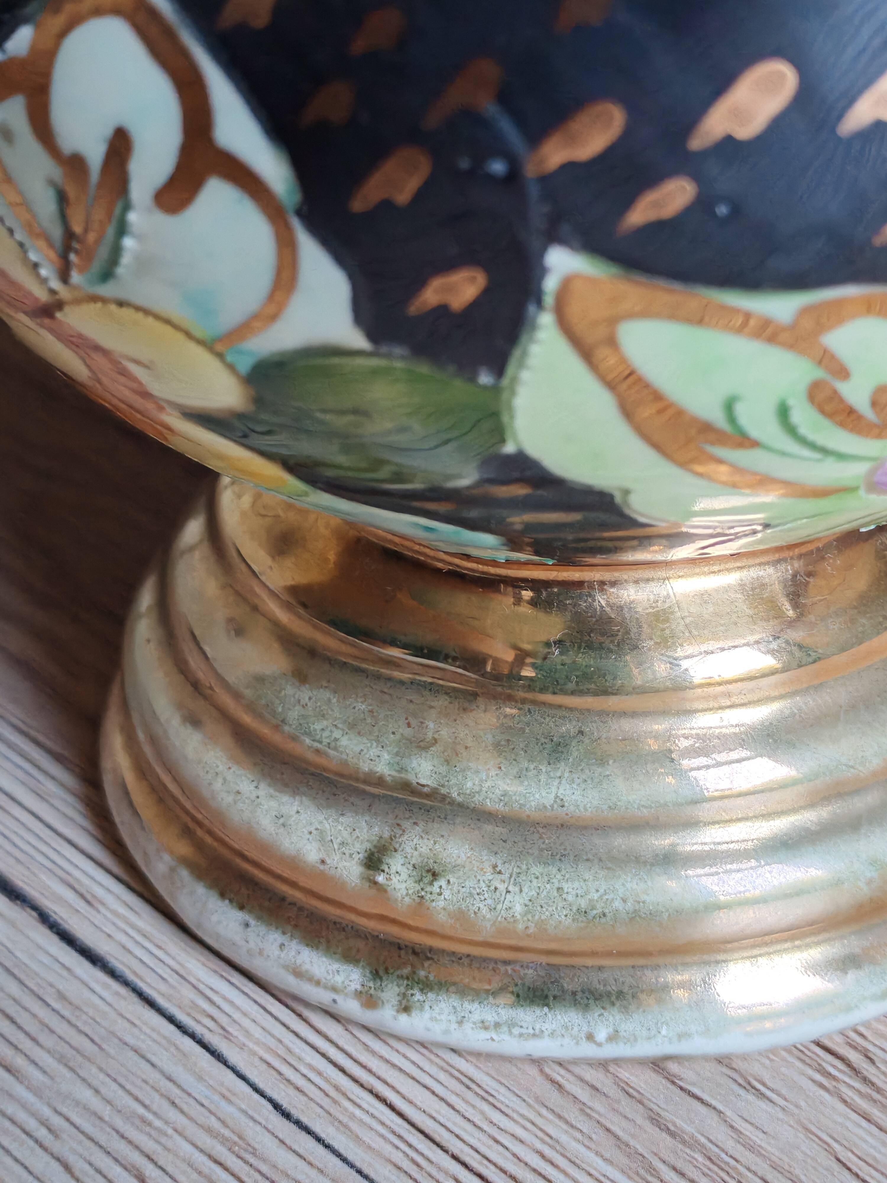 Vintage Ceramic Vase Arte Veneziana, Hand-Painted Flower Decor
