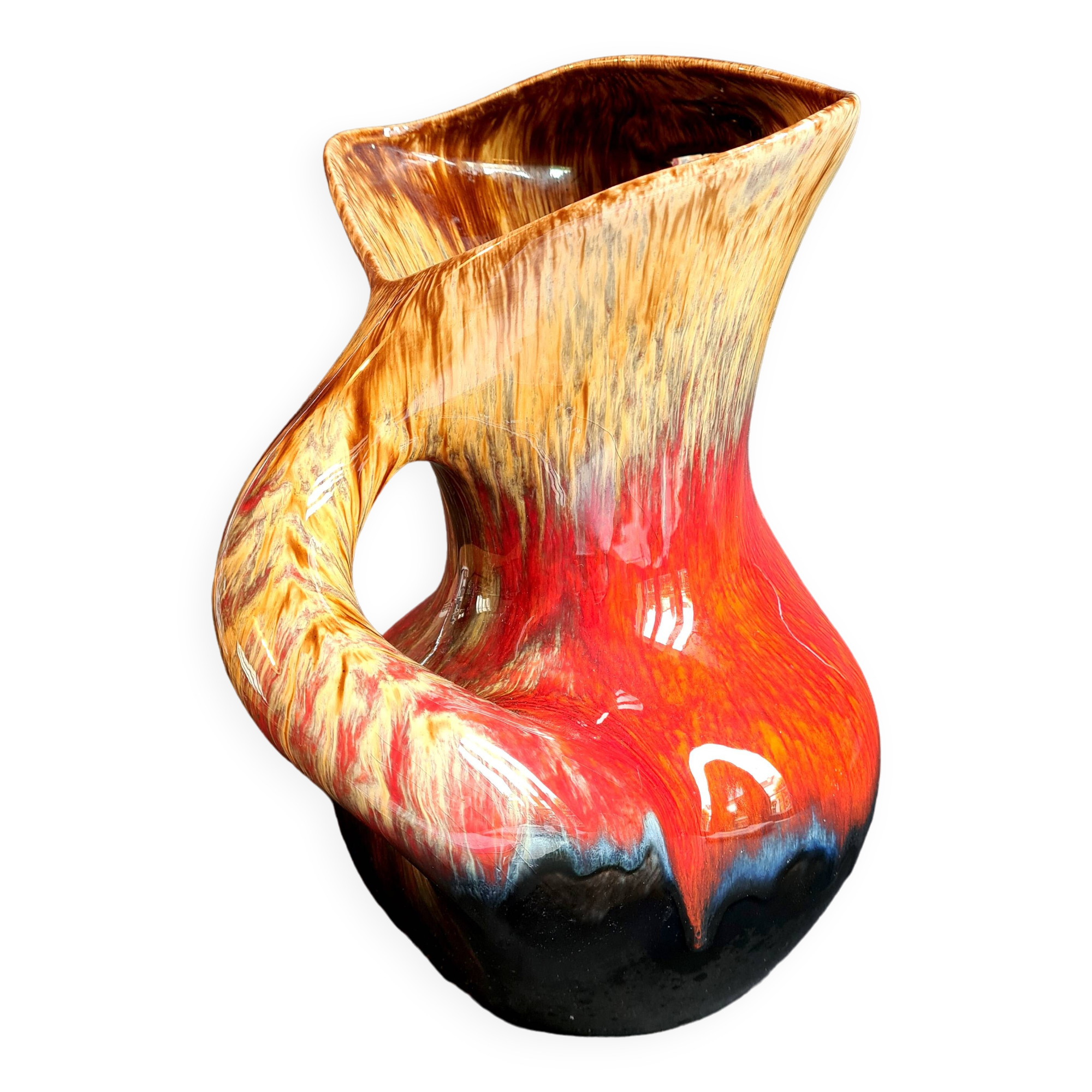 Pitcher in enamelled art ceramic from Vallauris, 1960s