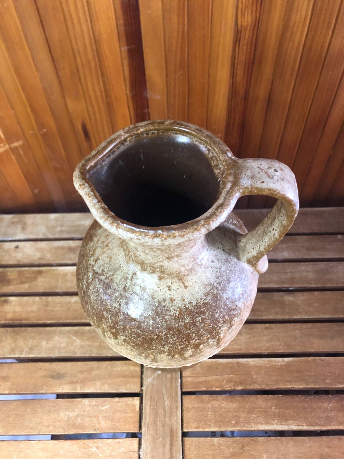Old west germany pitcher ceramic brown & beige vintage