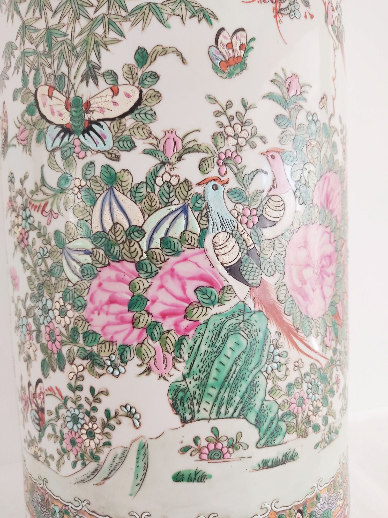 Vase rouleau de 47 cm en porcelaine de Canton Chine