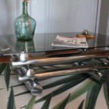 Chrome & smoked glass coffee table