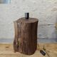 Brutalist table lamp in solid oak