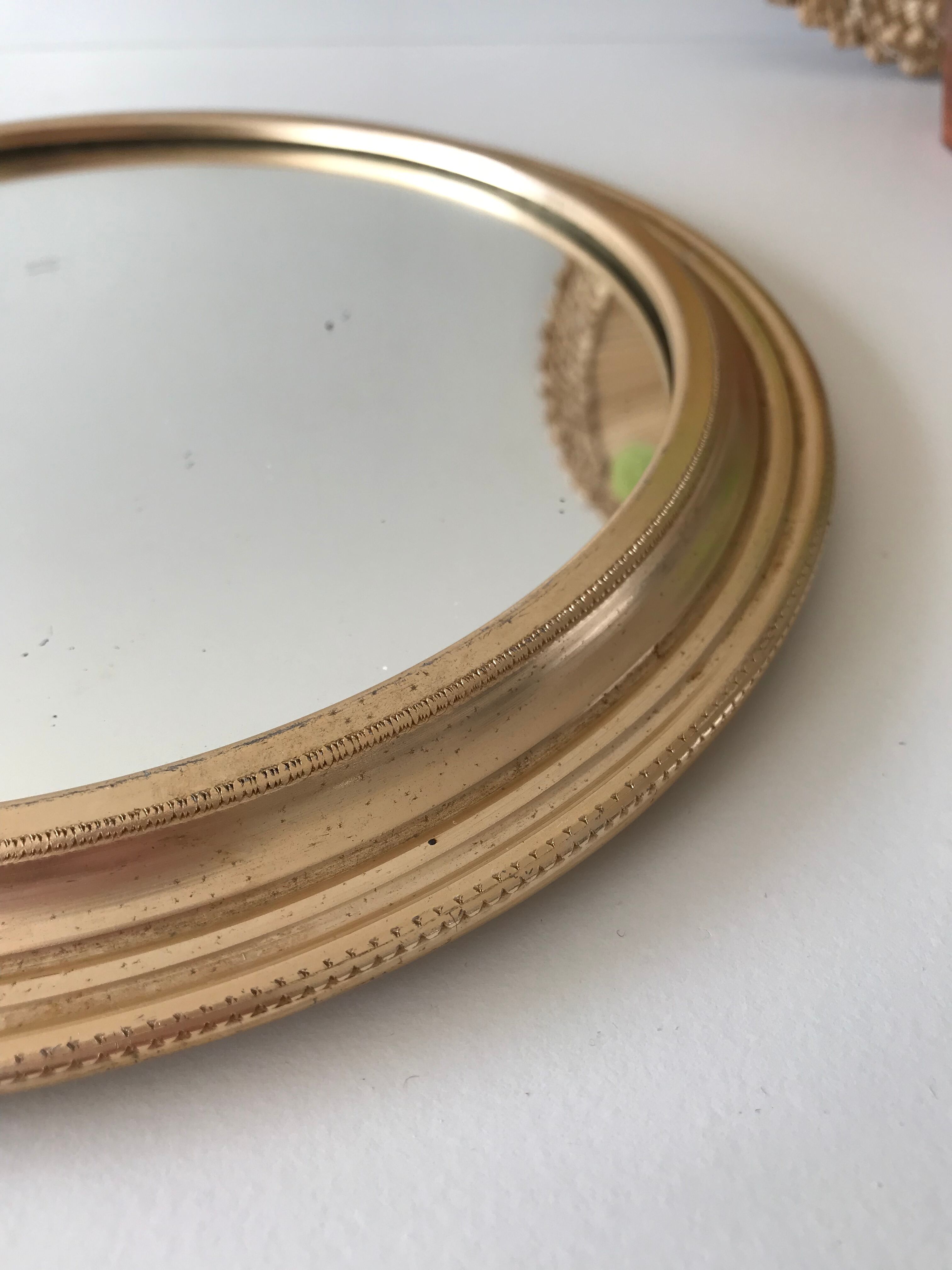 Miroir rond doré 24cm