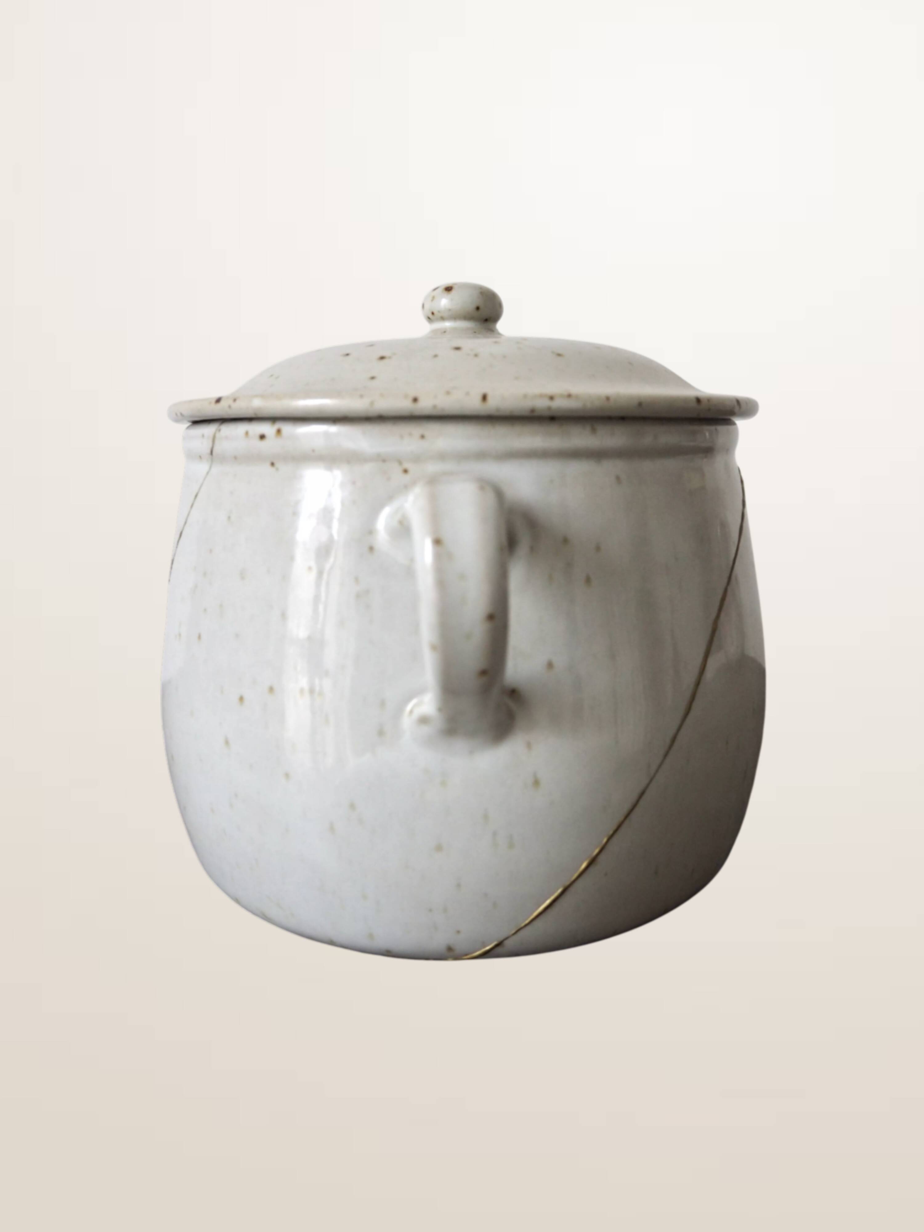 Speckled glazed stoneware soup tureen, Stoneware from the Marais.