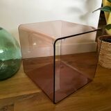 Vintage smoked plexiglass cube by Miche Dumas for Roche Bobois 70s.