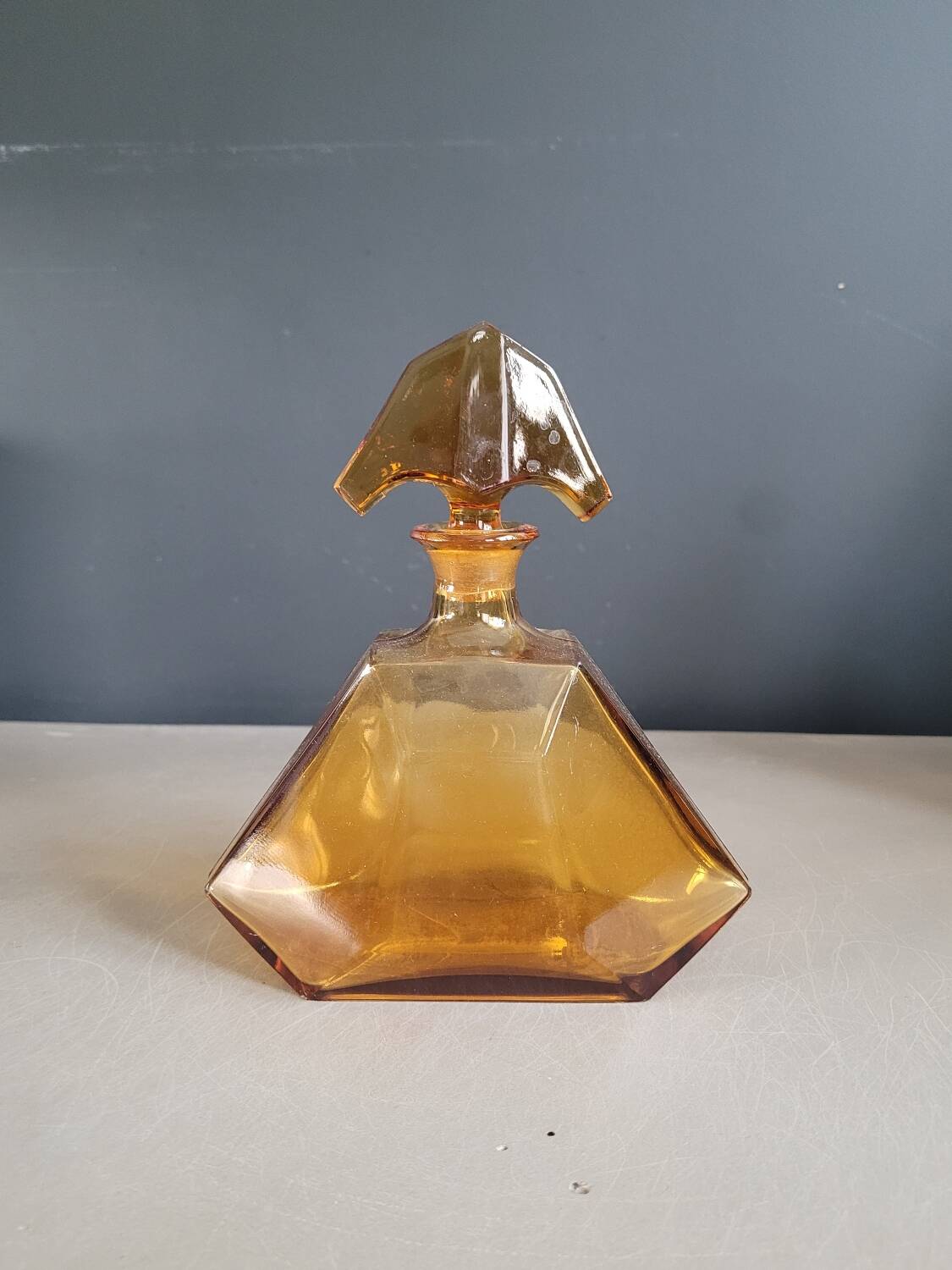 Art Deco liqueur carafe in amber glass