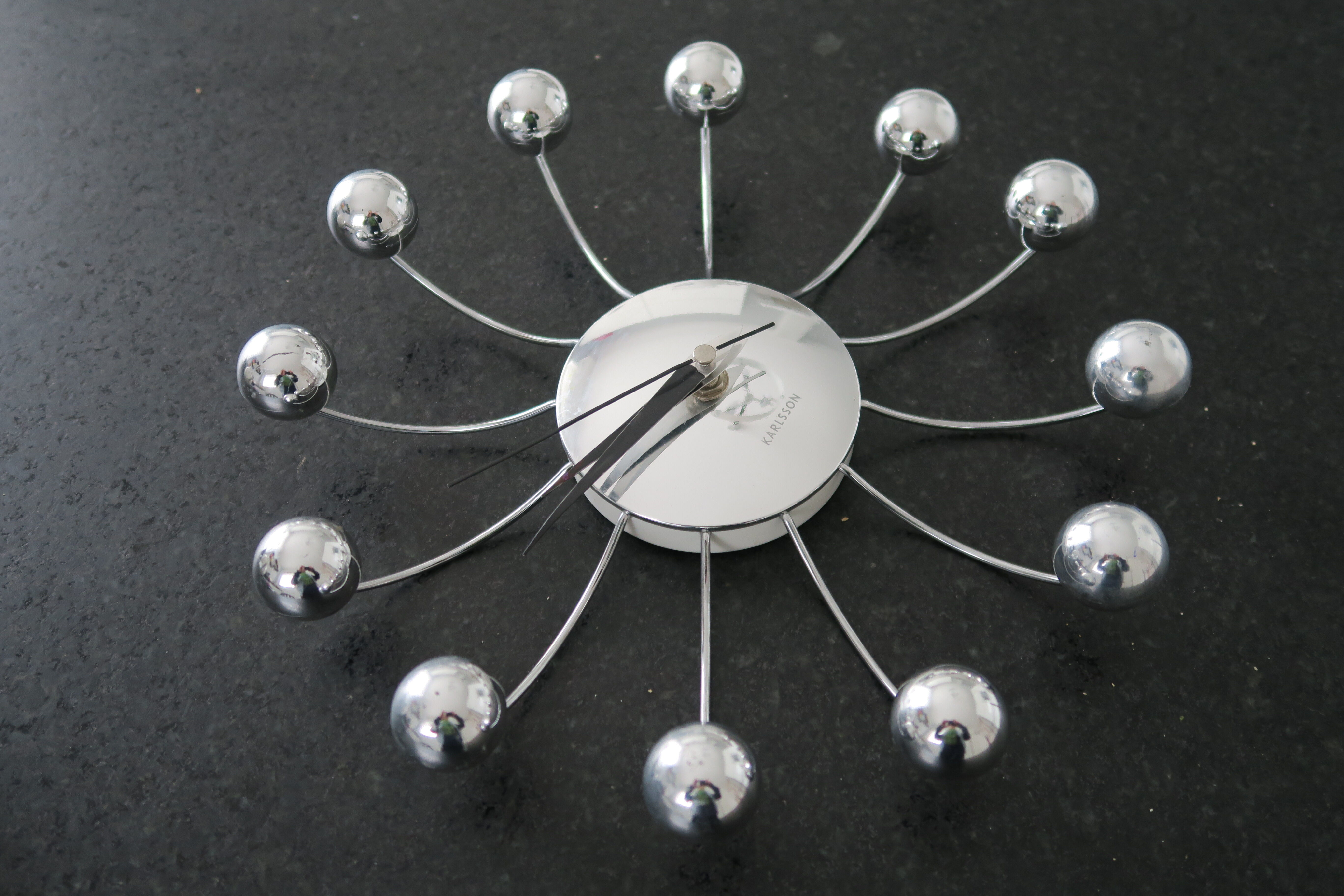 Wall clock spider chrome design karlsson vintage 1970-80
