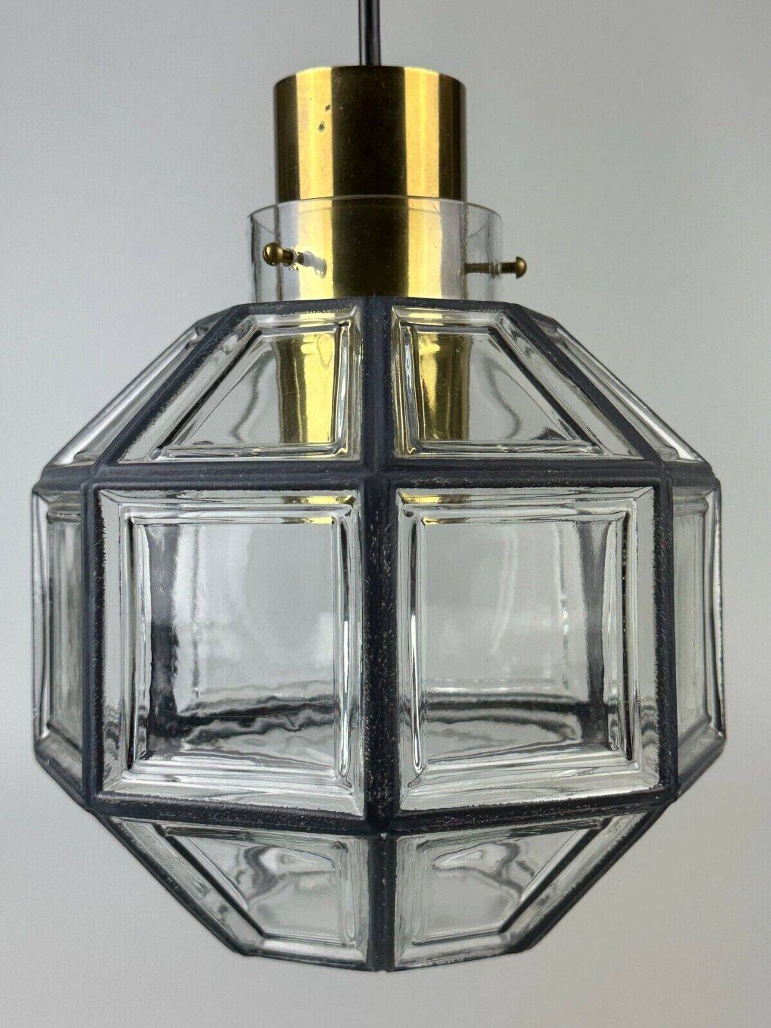 60s 70s hanging lamp by Limburg Leuchten Germany glass brass Space Age