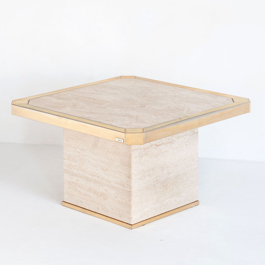 Vintage travertine coffee table edited by Fedam. Belgium, 80s