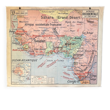 Old school map Vidal-Lablache 37, T36, 1930 West Africa