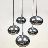 Vintage chrome cascade pendant lamp 'Silver spheres'