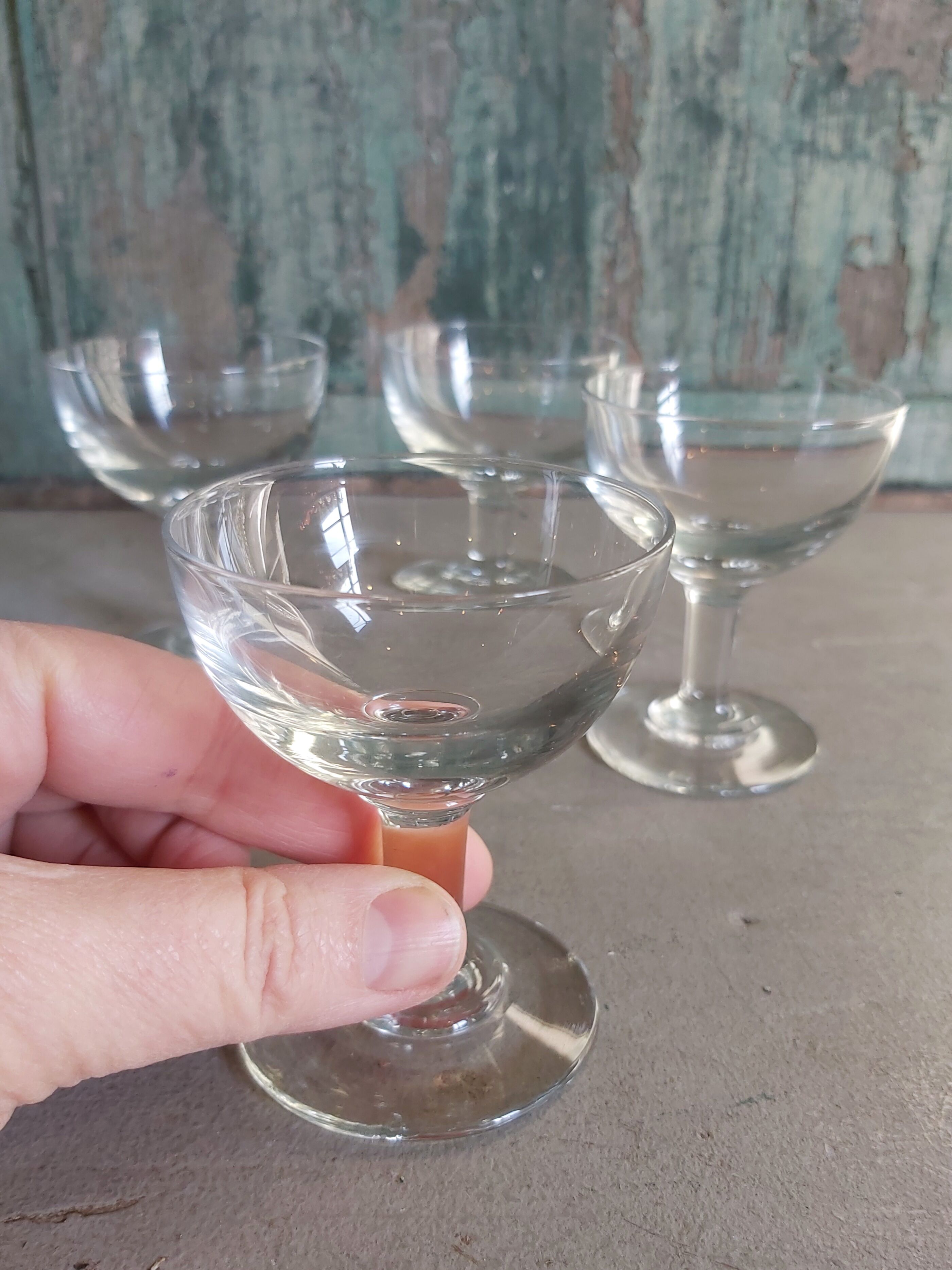 Set of four vintage French glasses for liquor