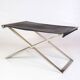 Tabouret en acier brossé et cuir noir par Michael Christensen