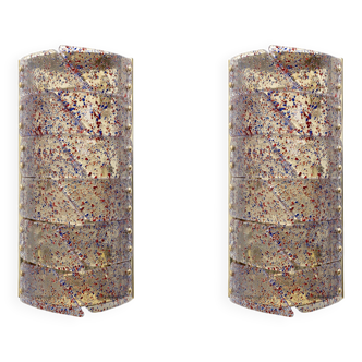 Pair of Mid-century Modern Style Italian Murano Glass and Brass Sconces