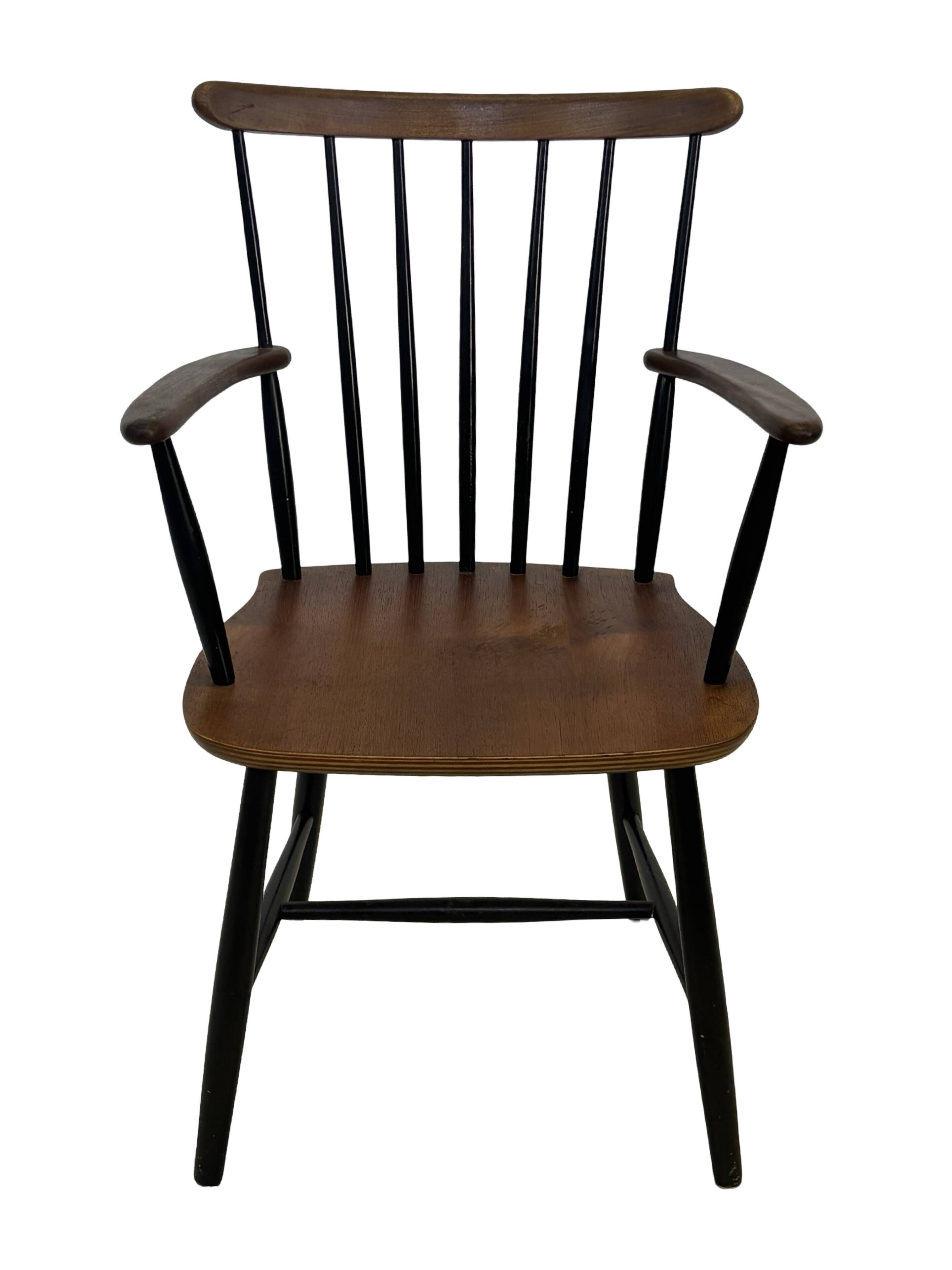 Vintage Danish spindle chair from the 1960s, Tapiovaara style armrests