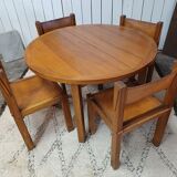 4 elm and leather chairs 1950