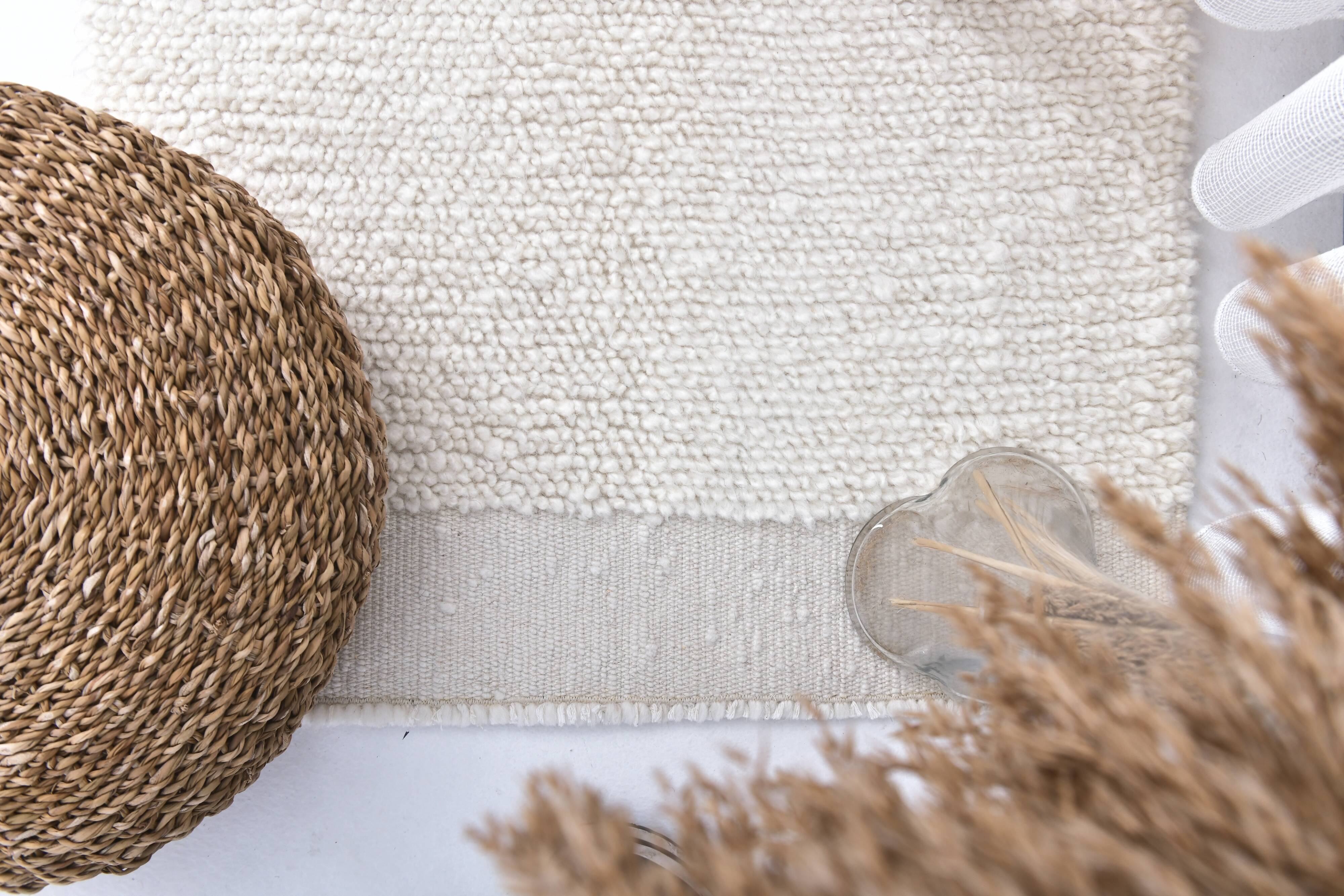 2x7 Neutral White Handmade Moroccan Runnner Rug, 66x216Cm