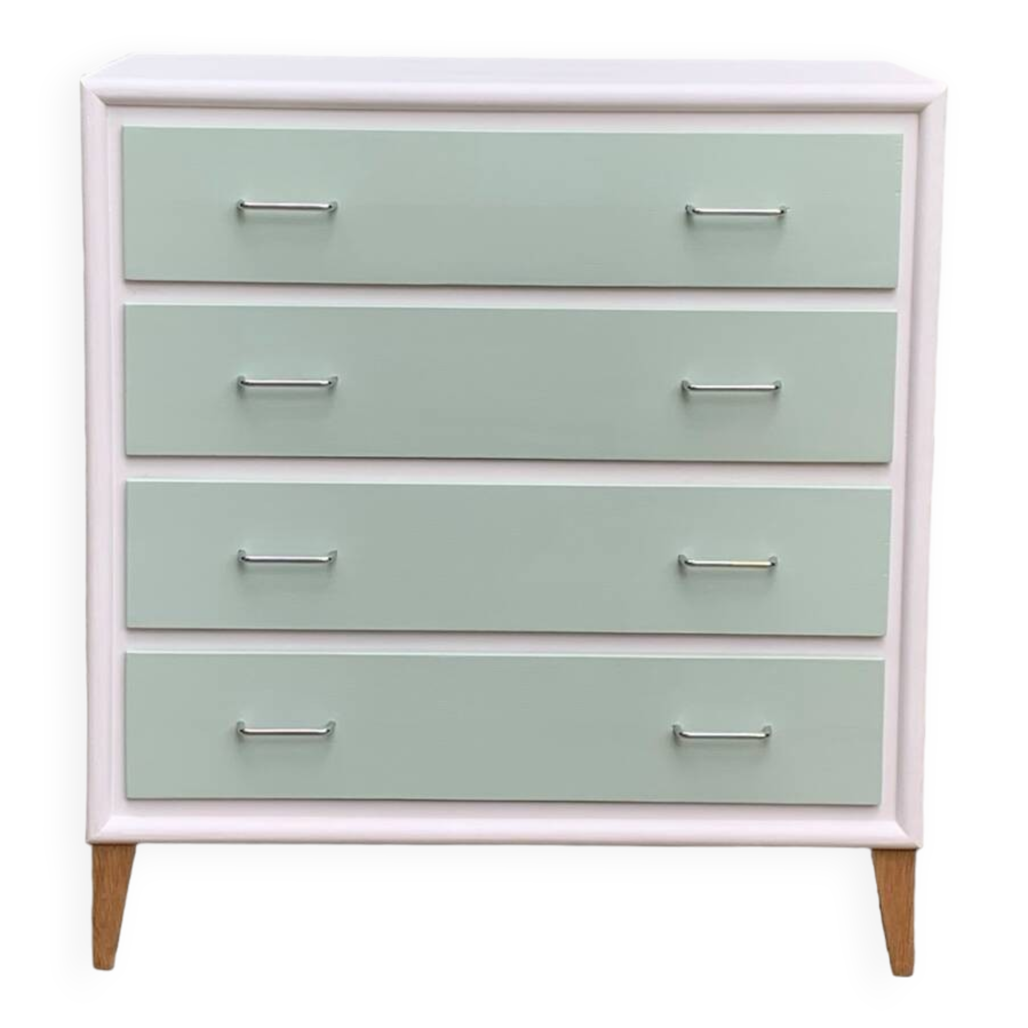 Vintage 1950s compass foot chest of drawers