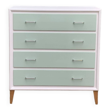 Vintage 1950s compass foot chest of drawers