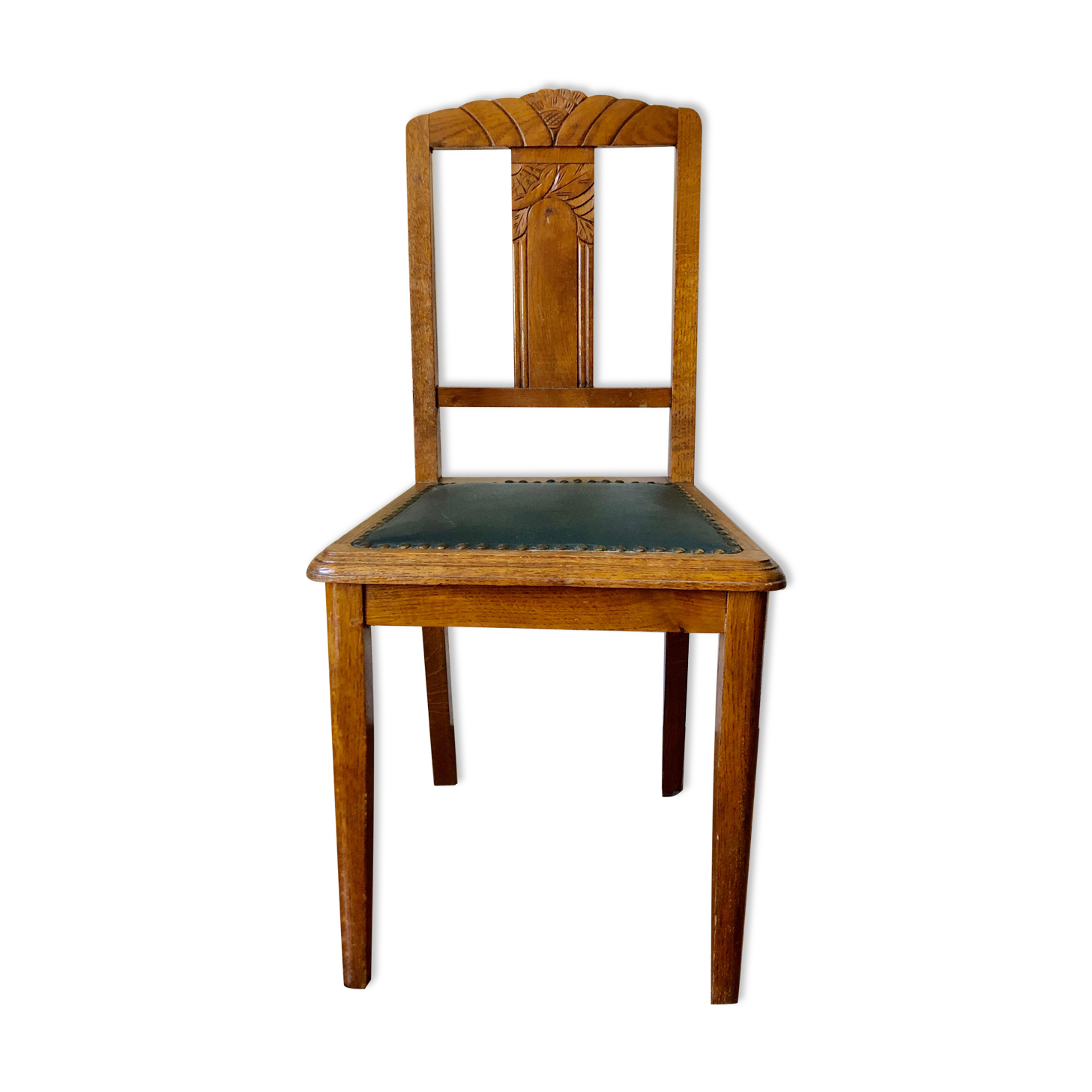 Art Deco chair green leather