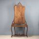 Antique console in mahogany, velvet and glass, Italy, 19th century.