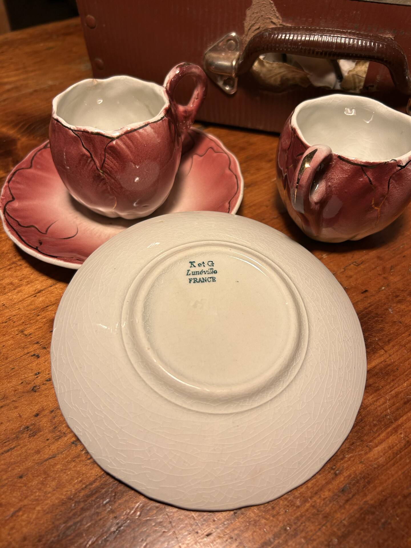Duo de tasses bouton de rose – Luneville