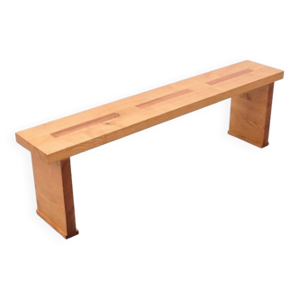 Modernist oak and teak bench, 1980