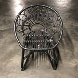 Dark blue rattan armchair