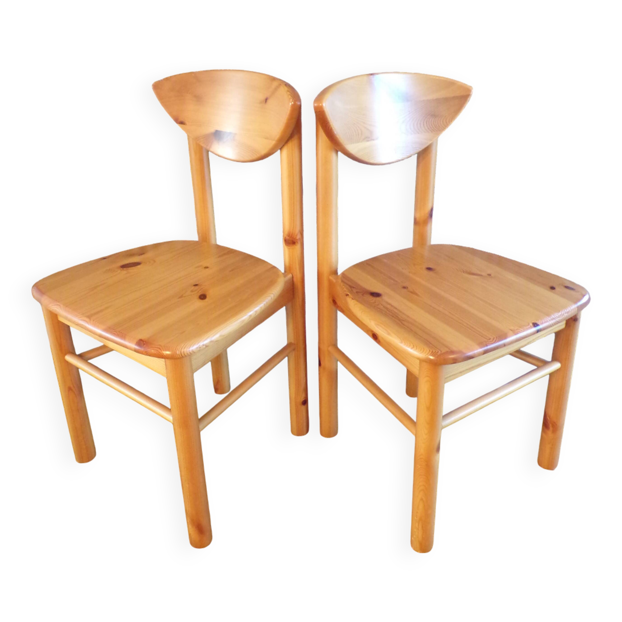Pair of Rainer Daumiler pine chairs