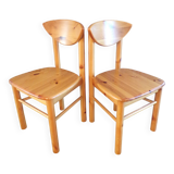 Pair of Rainer Daumiler pine chairs