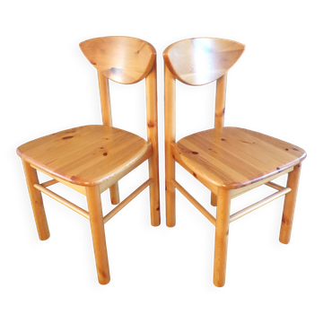 Pair of Rainer Daumiler pine chairs