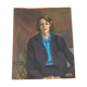 Painting painting on cardboard panel int-case J. Binet Portrait Woman