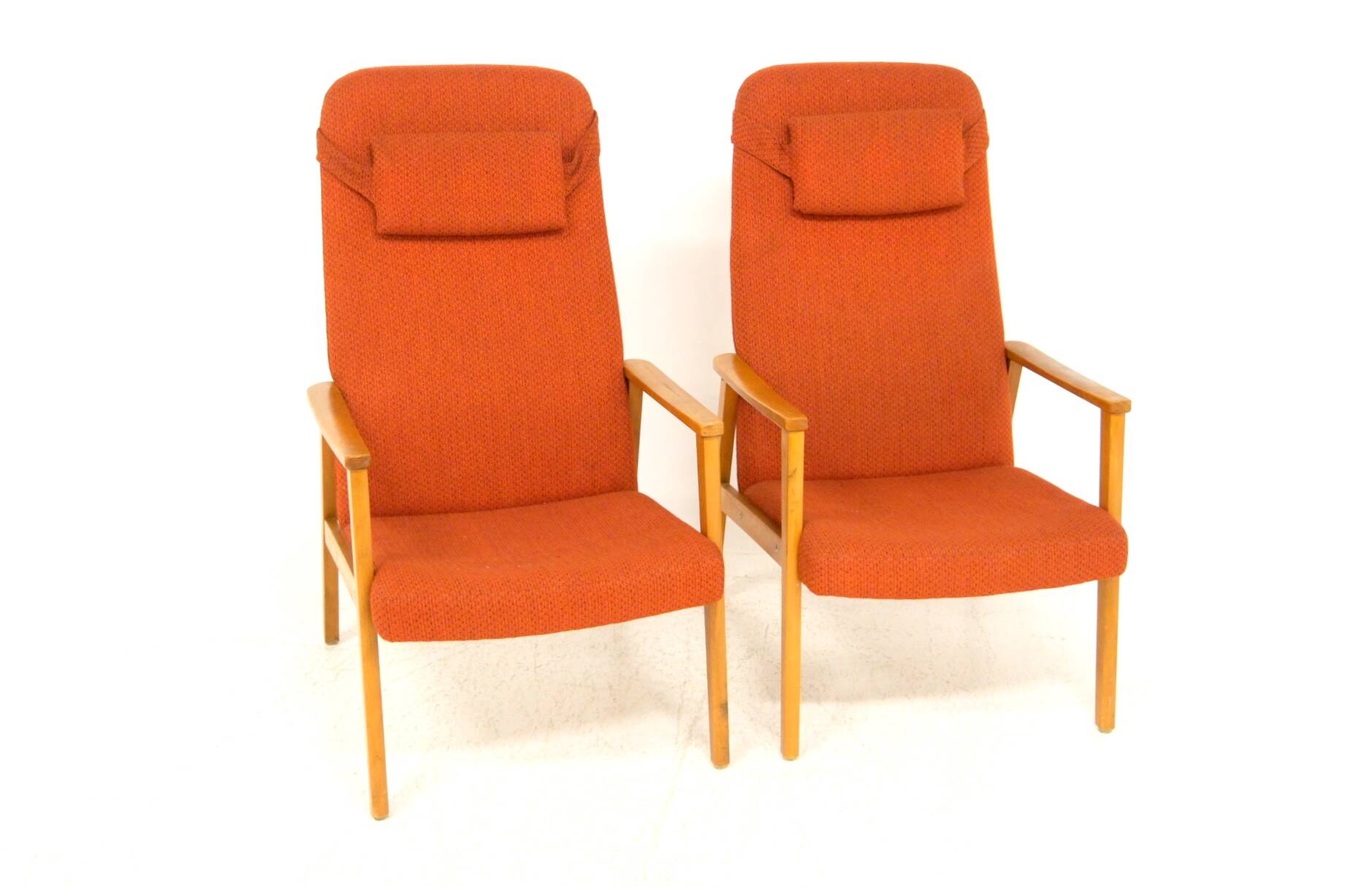 Set of 2 Scandinavian beech armchairs, Sweden, 1950