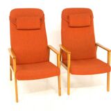 Set of 2 Scandinavian beech armchairs, Sweden, 1950
