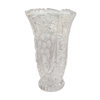 Vase vintage en cristal taillé de Bohême