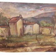 Roberto Pucci oil painting 50s painting on 2 sides landscape still life
