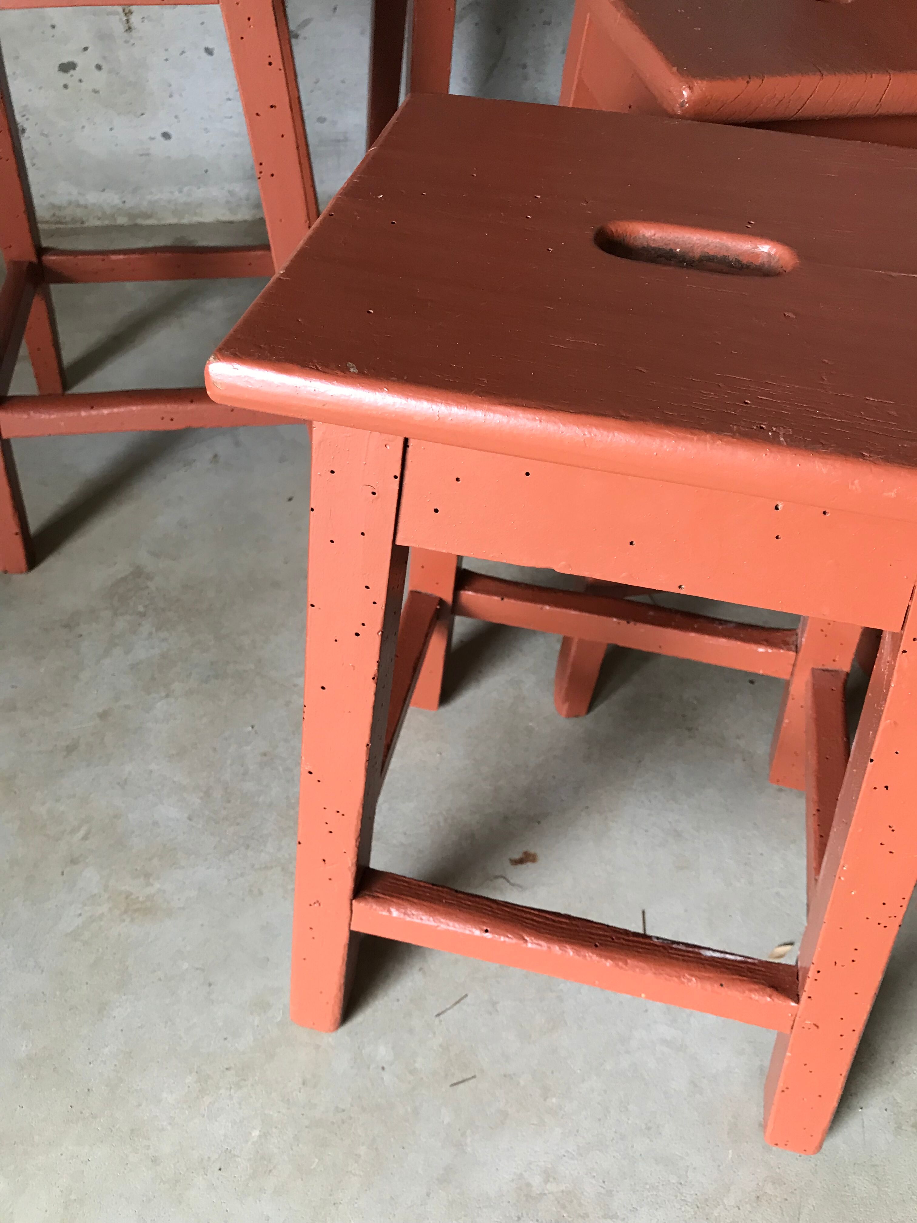 Set of wooden stools