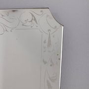 Vintage 1940s Italian design wall mirror with decorated glass