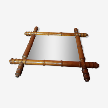 Old mirror wood style bamboo vintage decoration