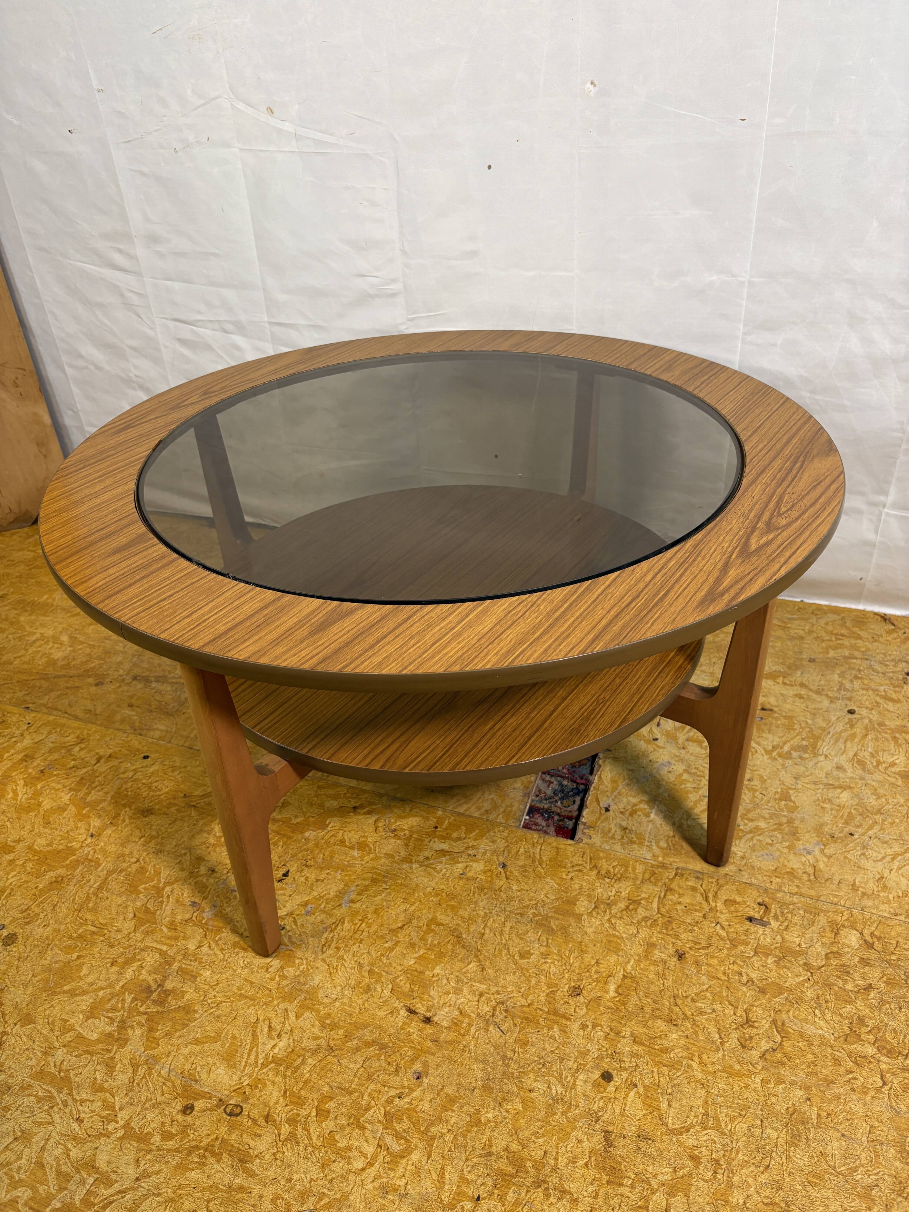 Mid Century Retro Vintage Round Coffee Table (Circa 1960–1970)  A stylish a