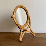 Rattan vanity mirror